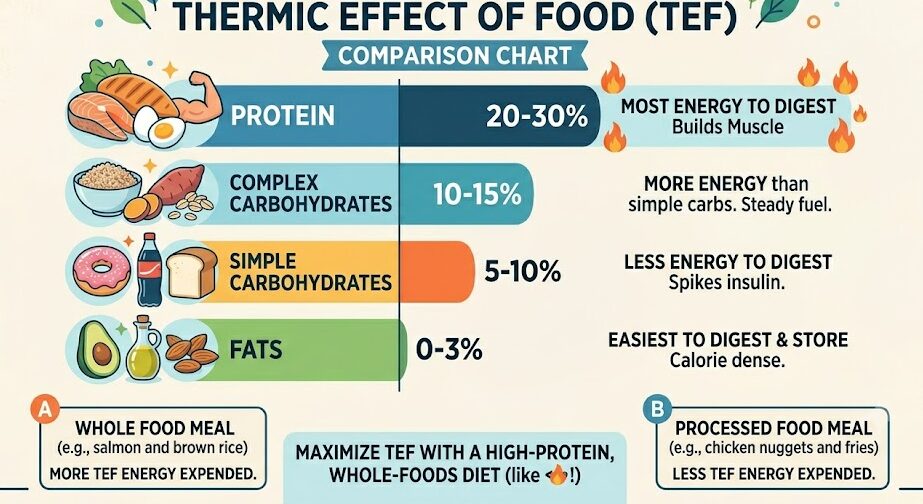 Compare thermic effect of protein, carbs, and fats