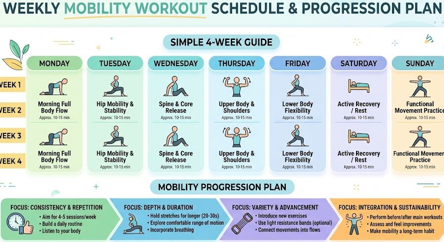 Weekly mobility workout routine for long-term progress