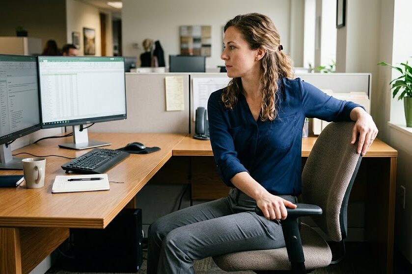 Improve posture with desk worker yoga routine