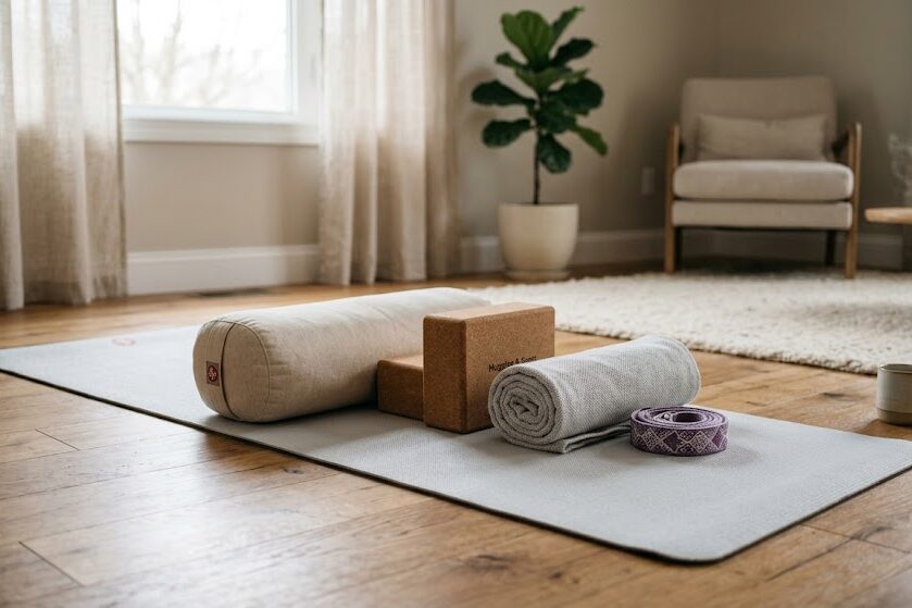 Use prenatal yoga accessories for comfort and support