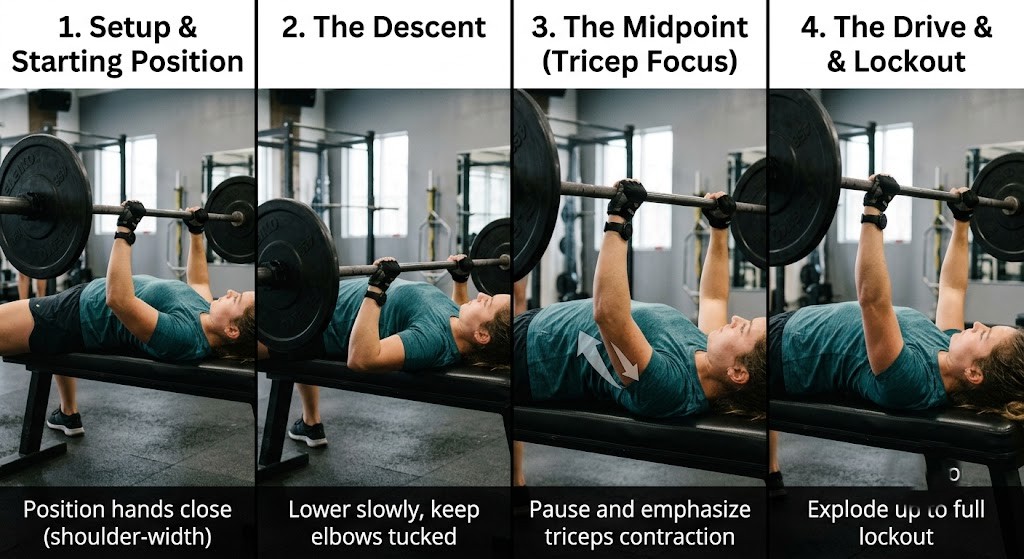 Close-grip bench press for triceps
