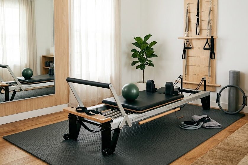 Set up Pilates equipment for home workouts