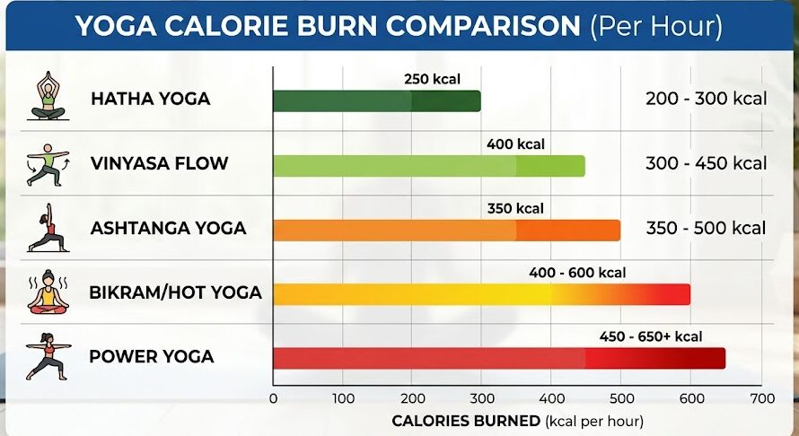 Compare Yoga for Belly Fat calorie burn by yoga style