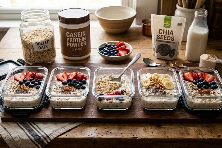 Prepare casein protein overnight oats for recovery