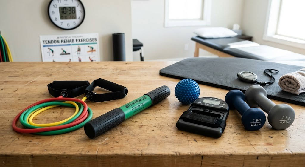 Home equipment for tendon recovery exercises