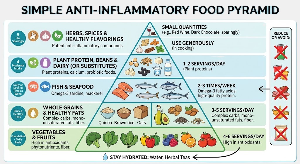 Visualize anti-inflammatory foods for recovery