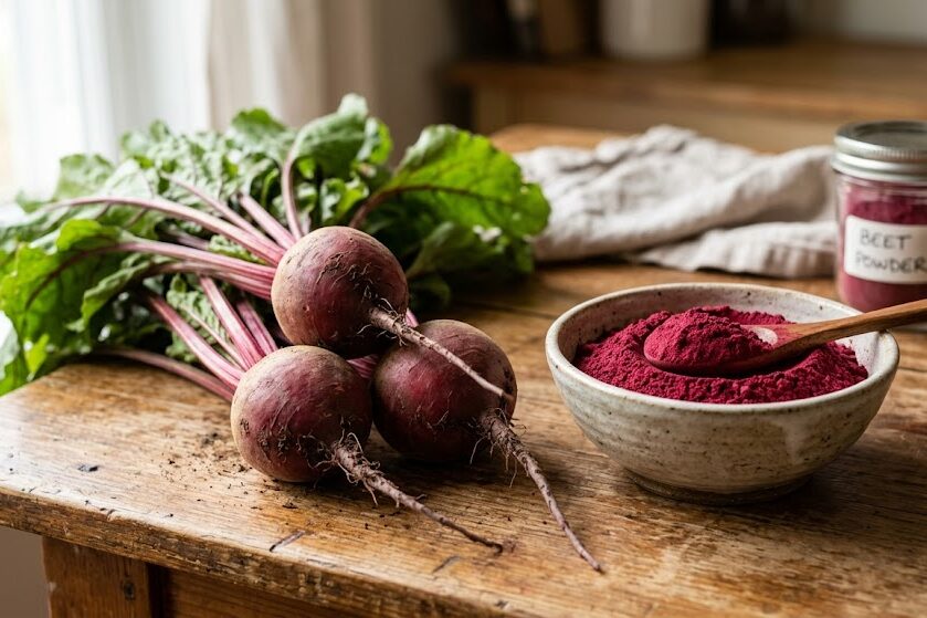 Fresh beets and concentrated beet root powder