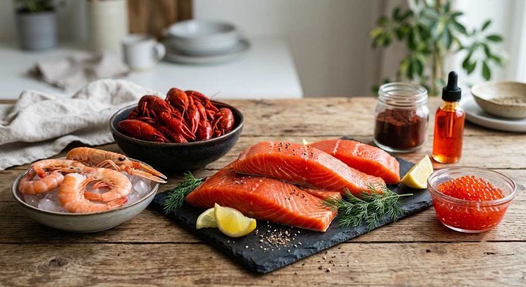 Compare natural food sources of astaxanthin