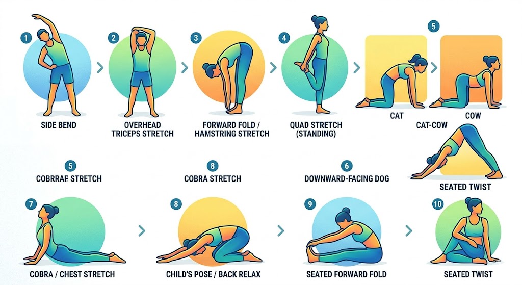Perform flexibility exercises for beginners safely