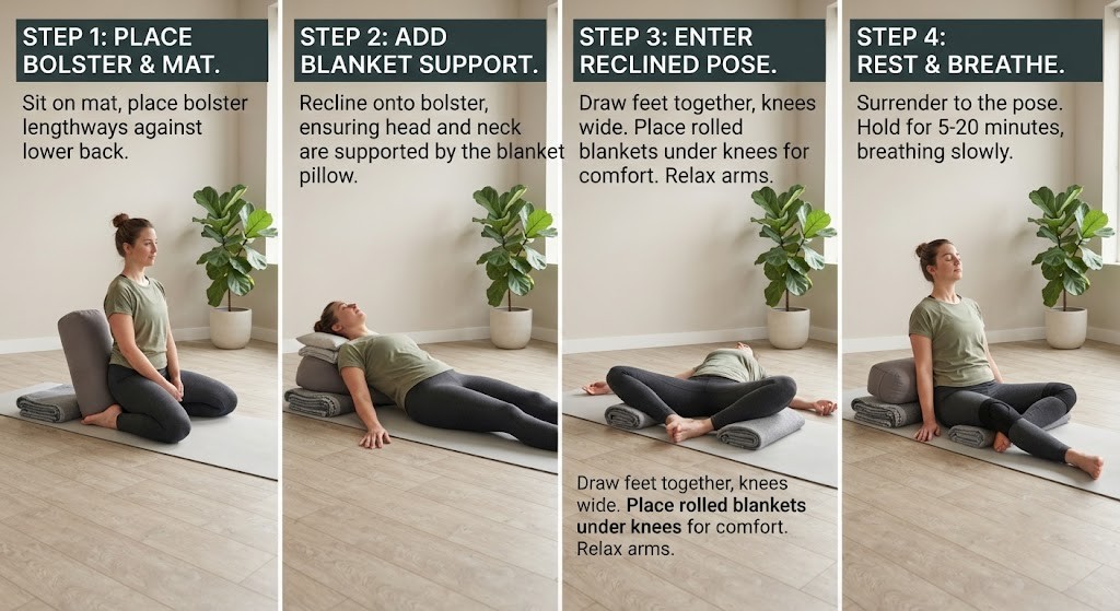 Practice parasympathetic yoga using restorative yoga props