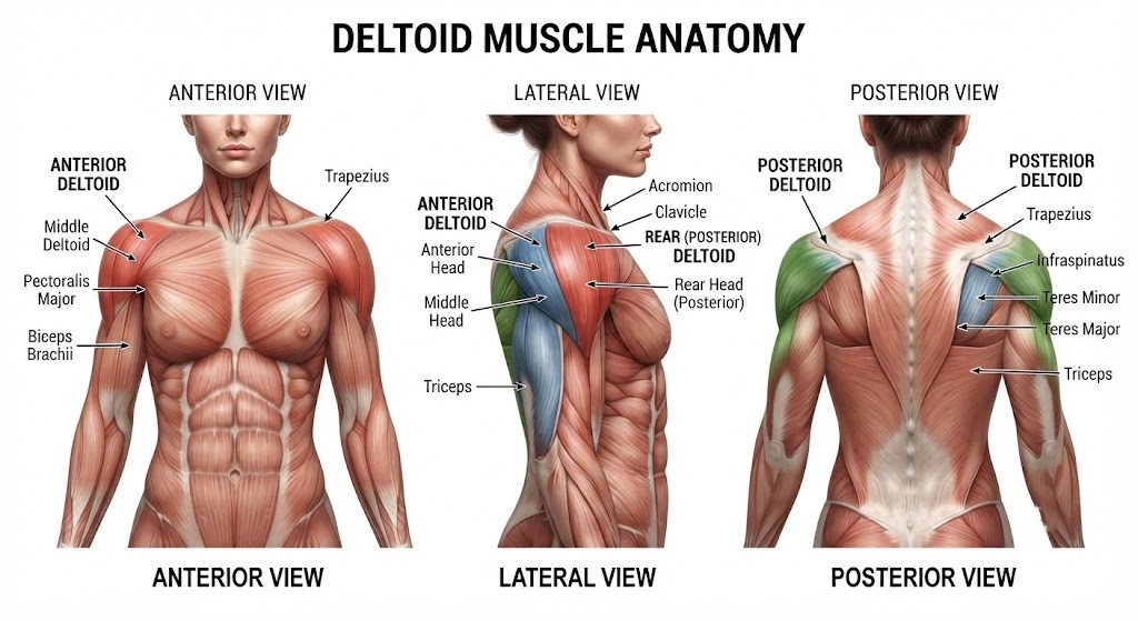Understand rear deltoid muscle anatomy for mass training