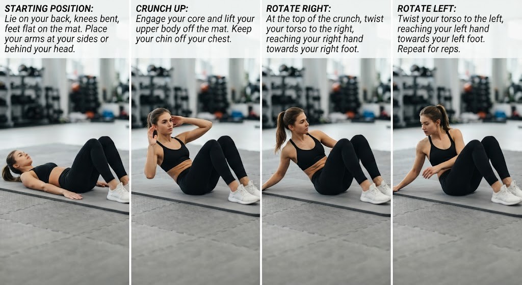 Beginner heel touches for oblique workout