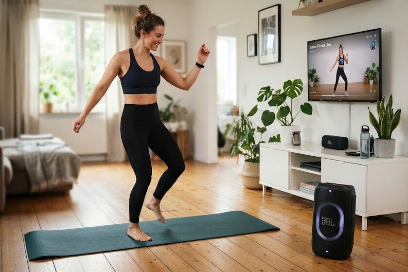 Prepare dance workout equipment at home
