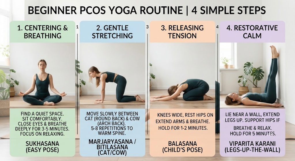 Follow beginner Yoga for PCOS routine