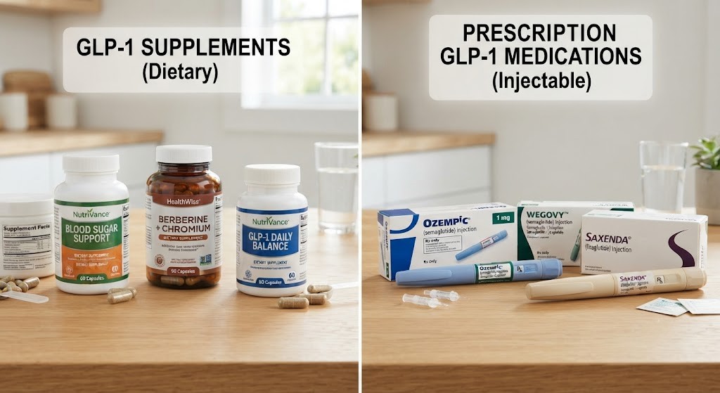 Compare GLP-1 supplements with prescription GLP-1 medications