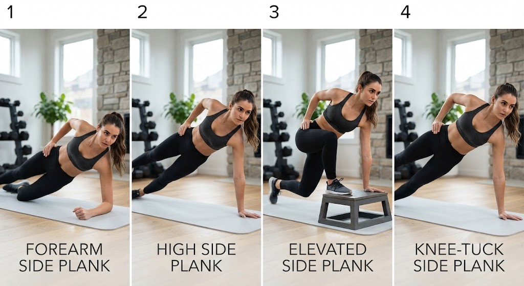 Modified side plank for beginner core strength