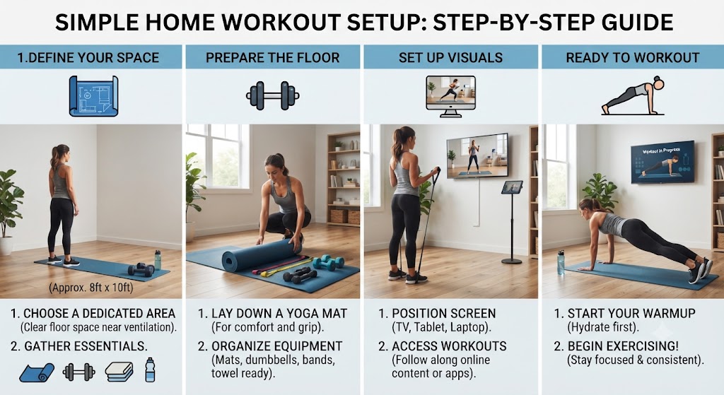 Perform a 20 minute fat burning workout at home