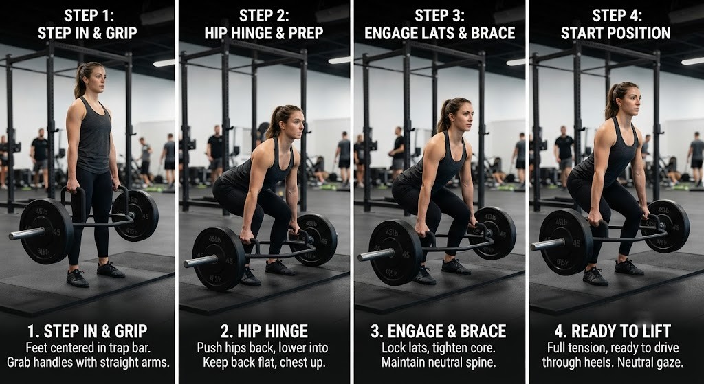 Trap bar deadlift technique for lower back safety