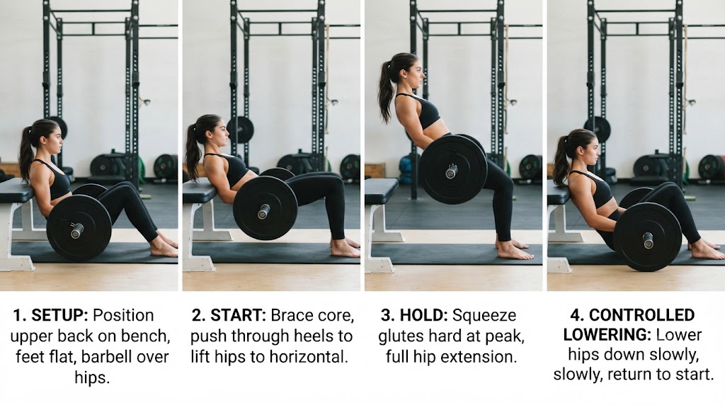 Glute strengthening with hip thrust exercise