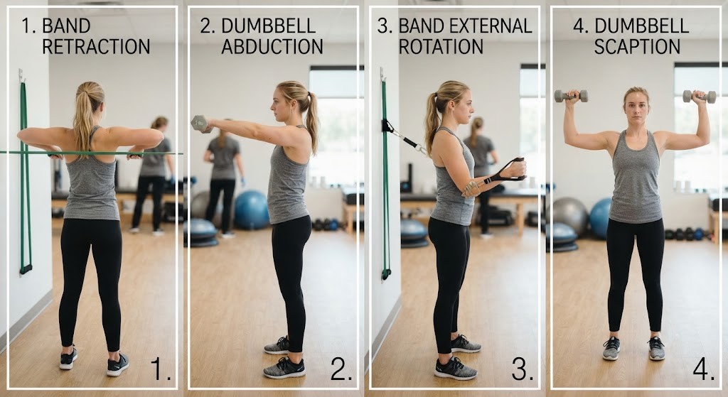 Use resistance band for rotator cuff exercises