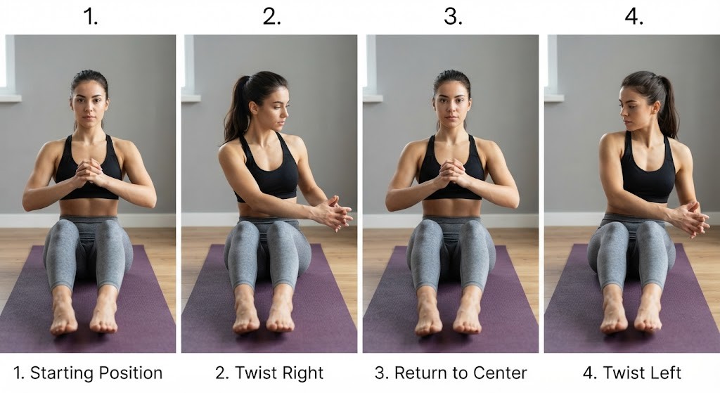 Beginner Russian twist exercise for obliques