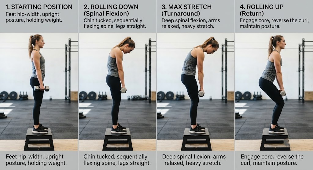 Perform Jefferson Curl exercise with proper technique