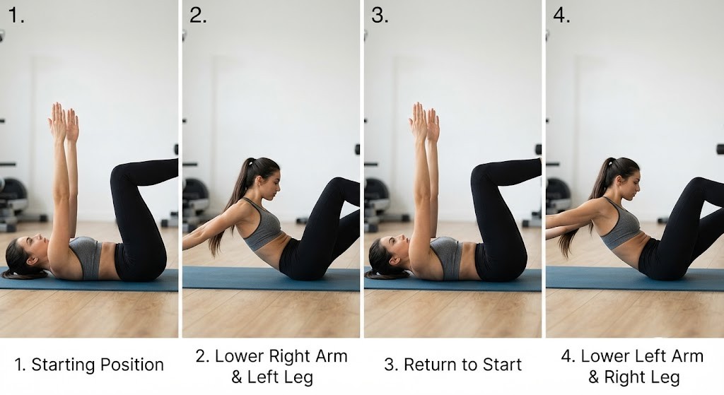 Dead bug exercise for beginner core workout