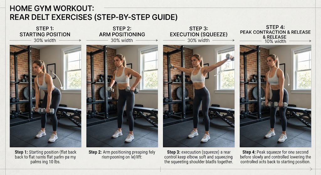 Build rear delts at home with dumbbells and resistance bands