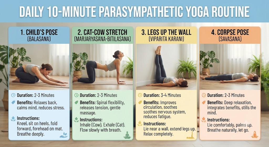 Follow a daily parasympathetic yoga routine