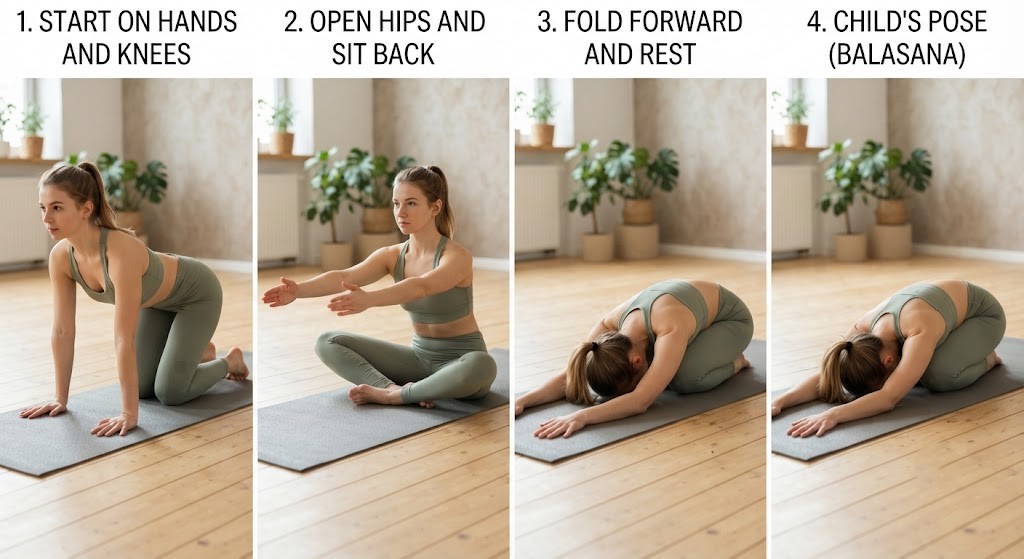 Relax pelvic floor with Child's Pose