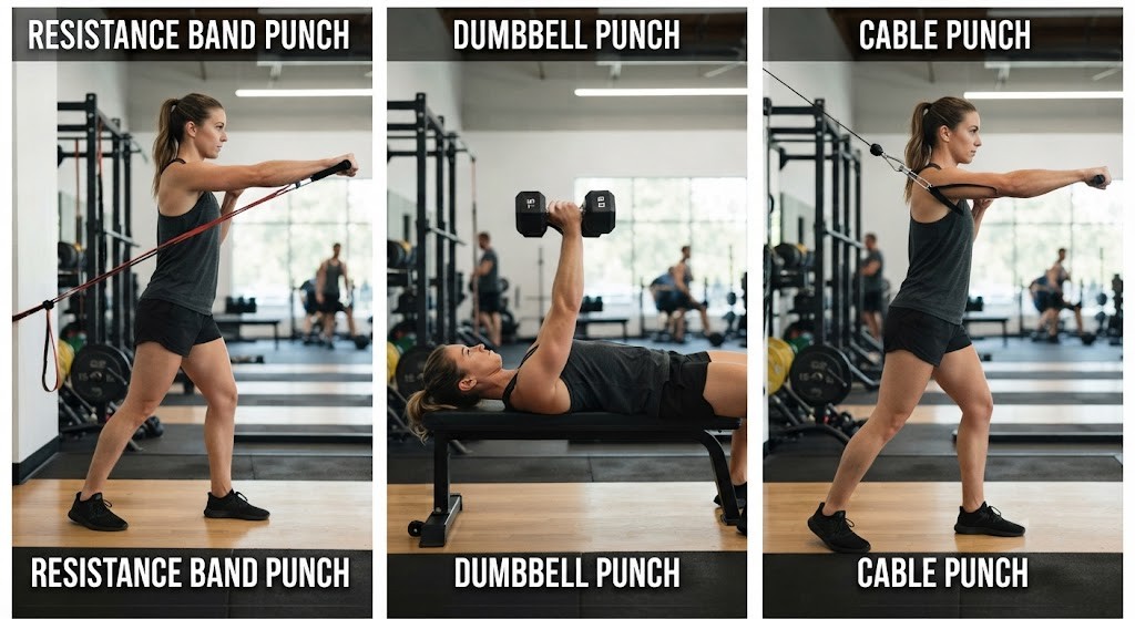 Compare serratus punch exercise equipment