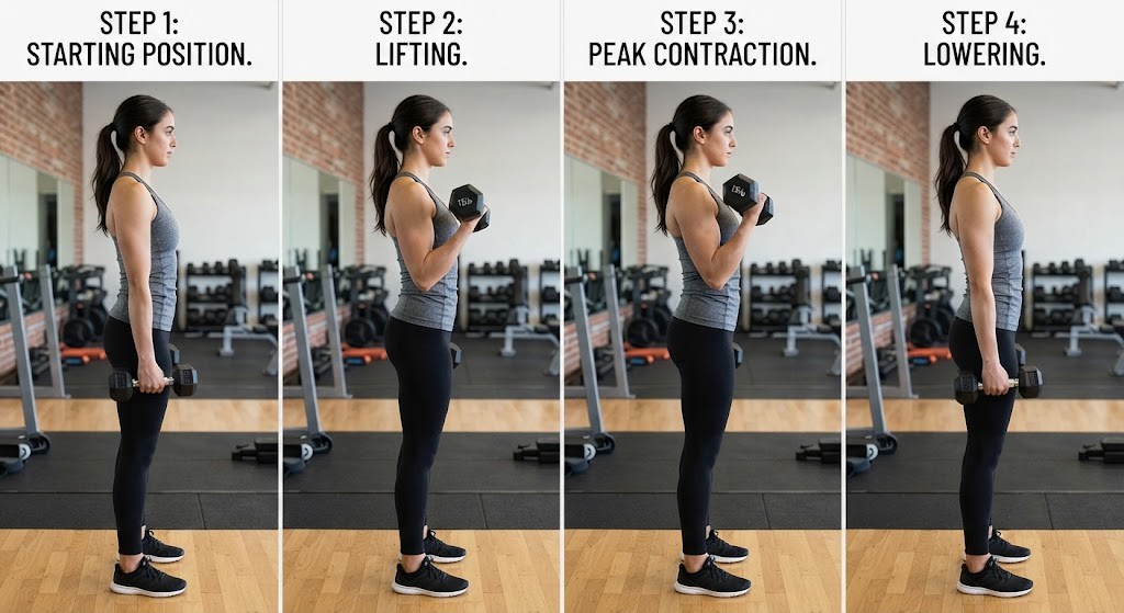 Perform hammer curl with proper brachialis form