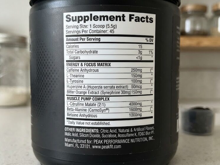 Check caffeine pre workout dosage on a supplement label