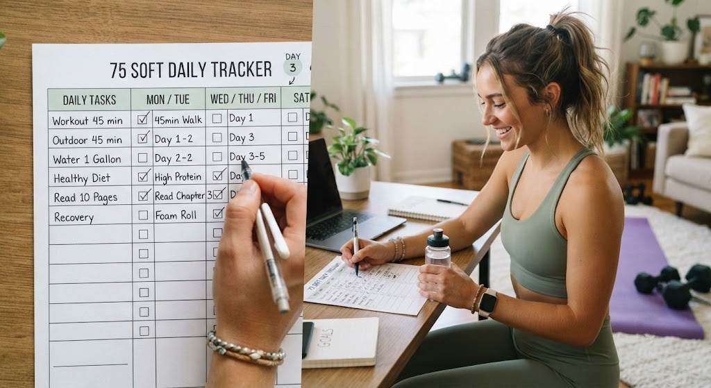 Track 75 Soft Challenge habits with a daily fitness tracker