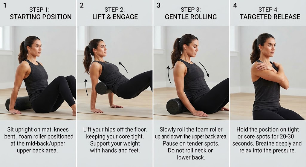 Use a foam roller for muscle knots in the upper back