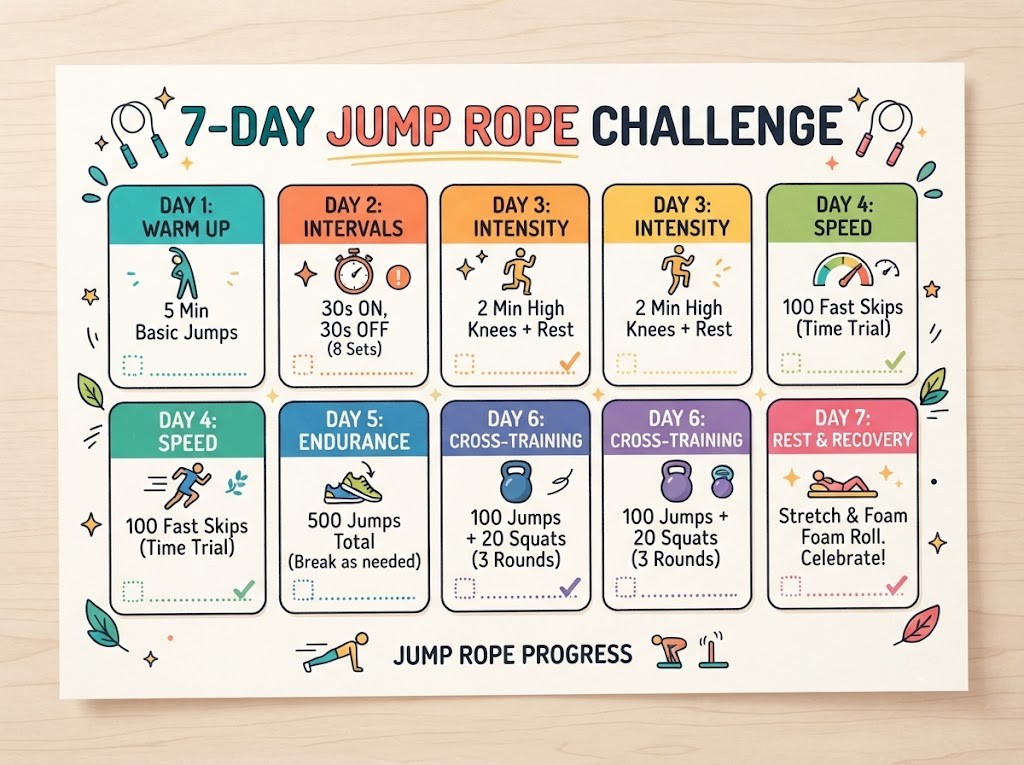 Follow a beginner jump rope challenge schedule