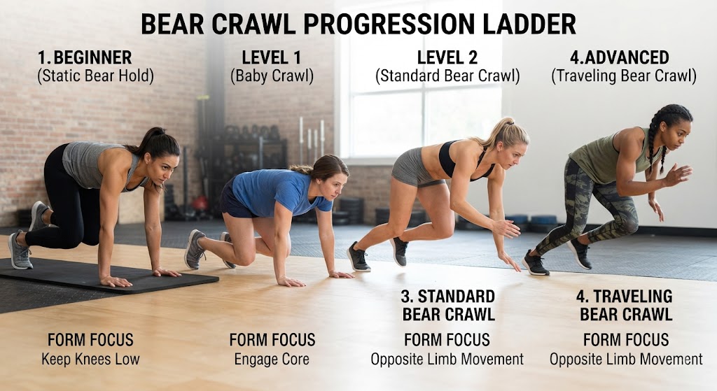 Progress bear crawl workout from beginner to advanced