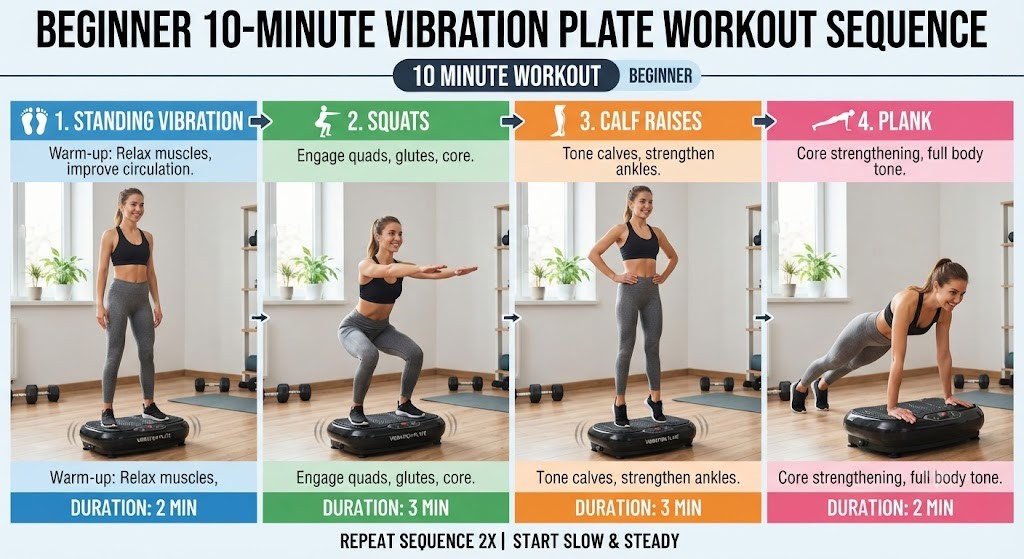 Follow a beginner vibration plate workout routine at home