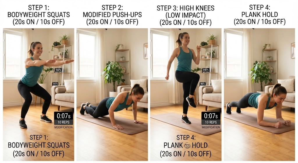 Perform a beginner Tabata workout at home safely