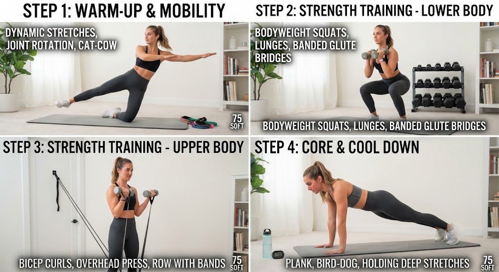 Build a home 75 Soft workout with simple equipment