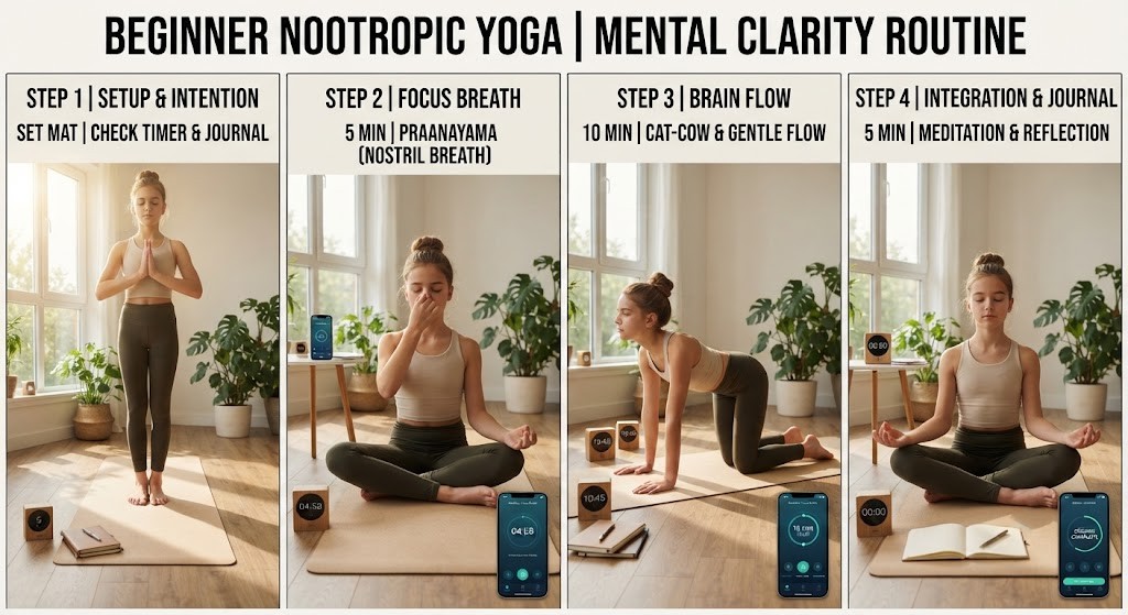 Set up nootropic yoga tools for mental clarity