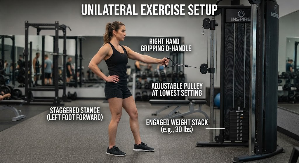 Perform unilateral cable exercises for upper body strength