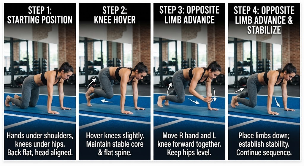 Perform bear crawl technique step by step