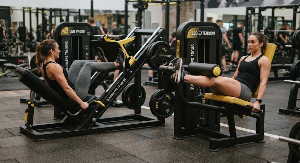 Use gym machines for controlled VMO exercises