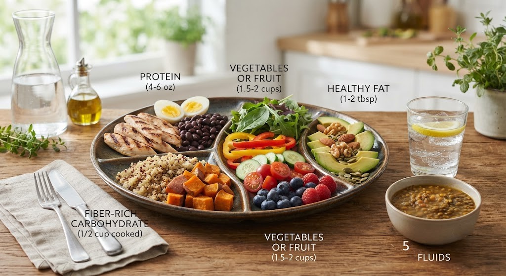 Build a high satiety meal with protein and fiber
