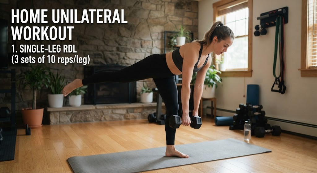 Perform a unilateral workout at home with simple equipment