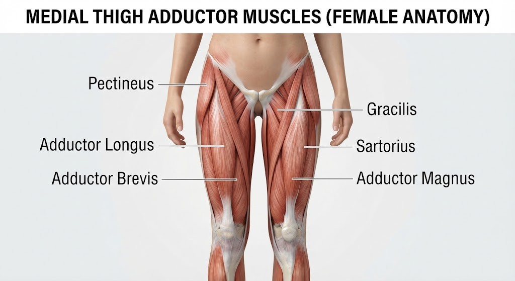 Identify adductor muscles for an inner-thigh workout