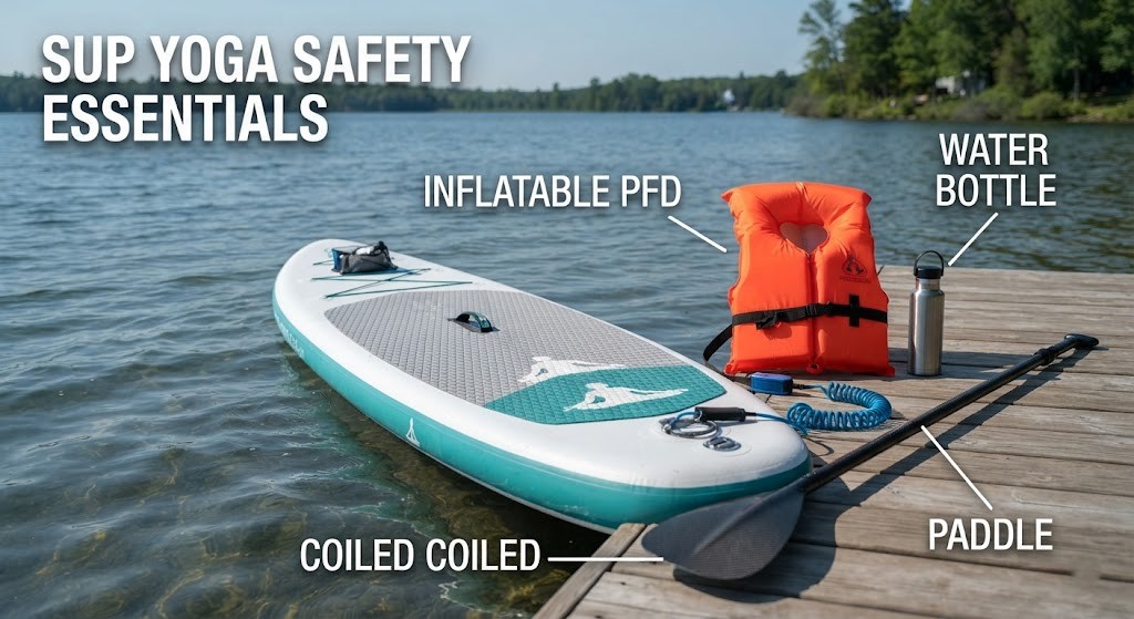 Prepare SUP yoga safety equipment before practice