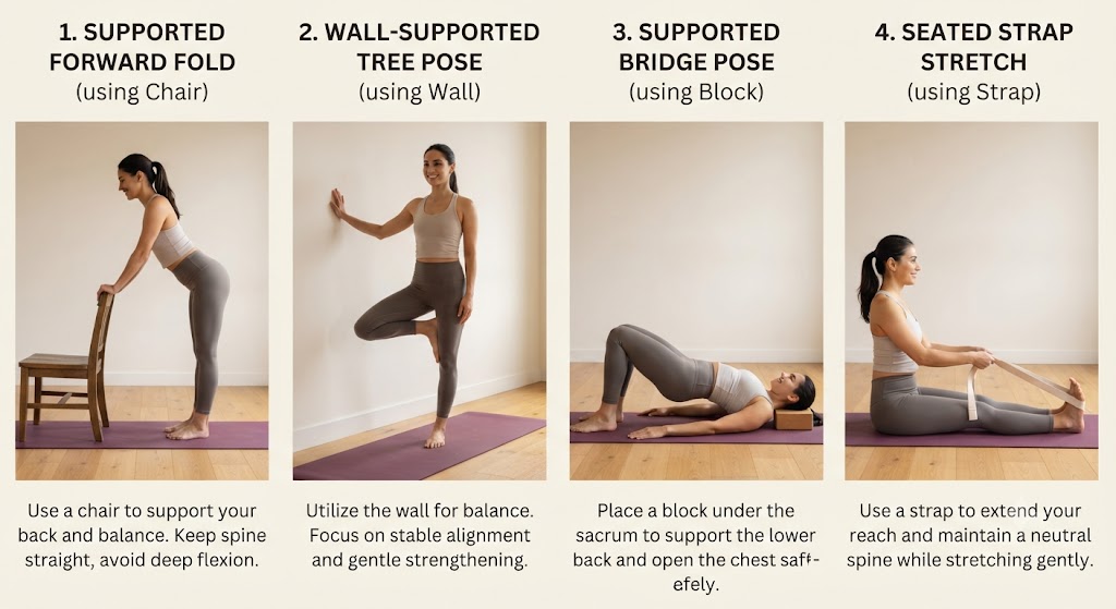 Use yoga props safely for osteoporosis exercises