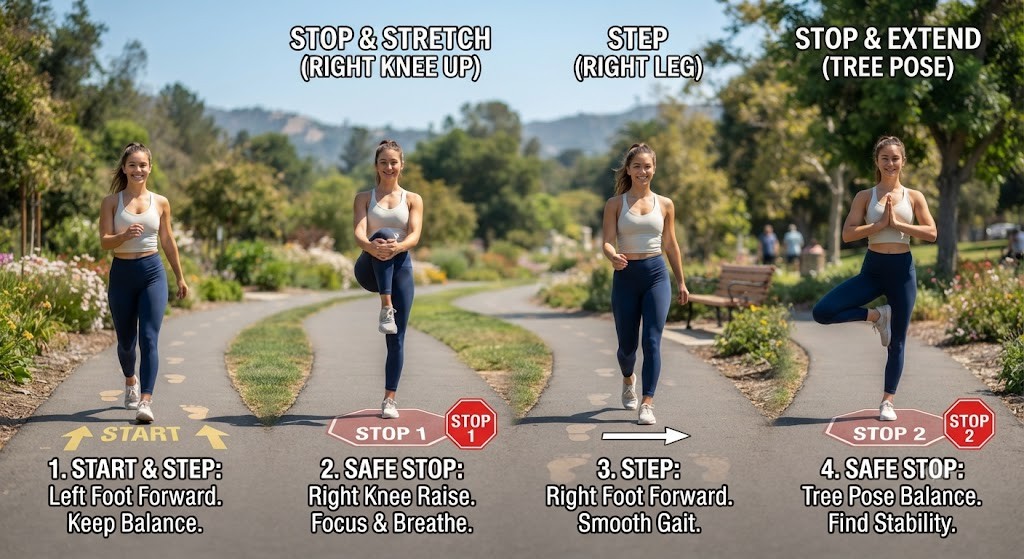 Choose a safe walking yoga route for beginners